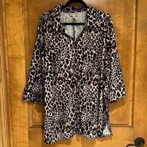 Catherines Leopard Print Button Down Top